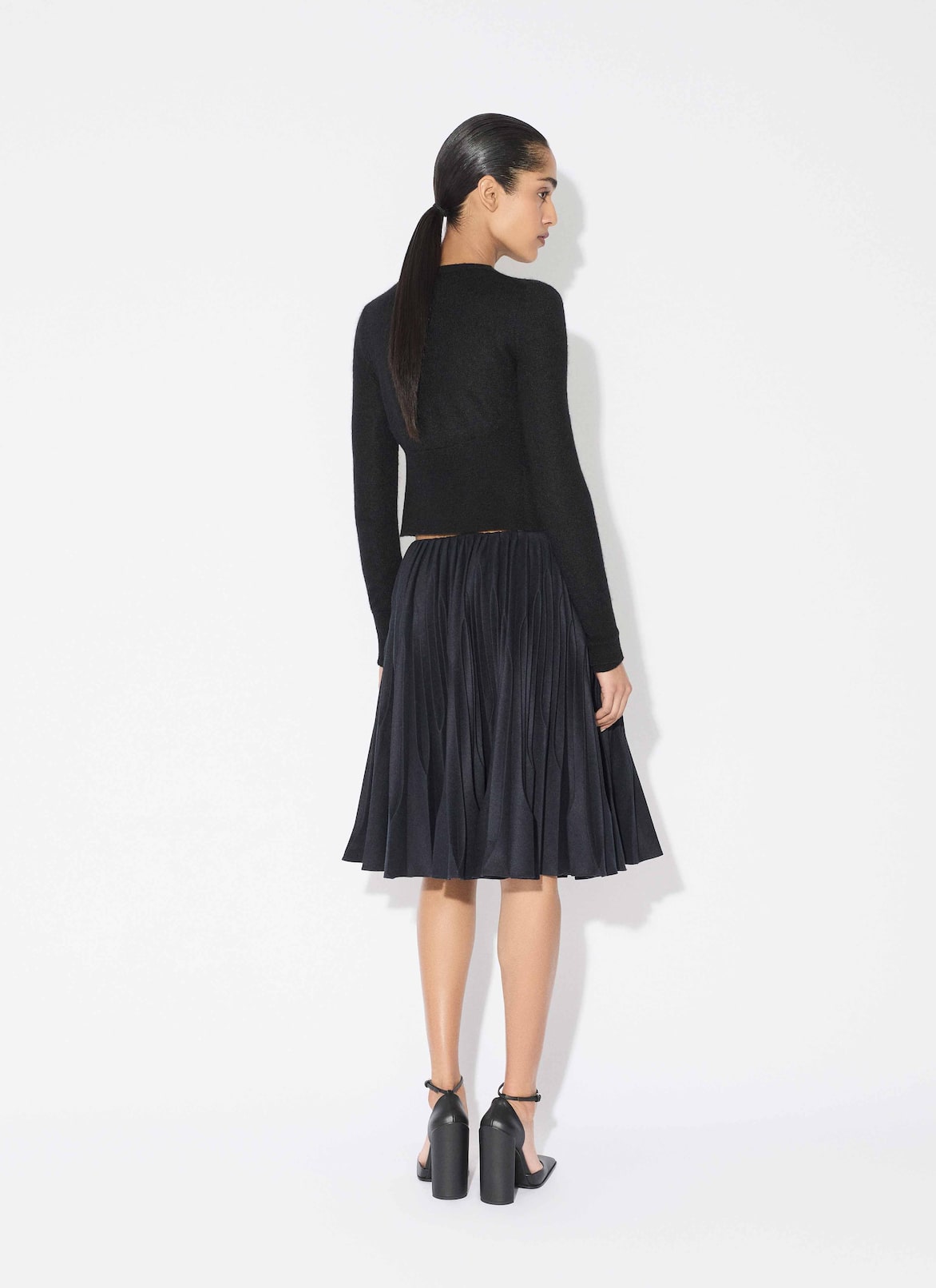 MERINO FLANNEL PLEATED SKIRT ALAÏA MARINE MERINO FLANNEL PLEATED SKIRT